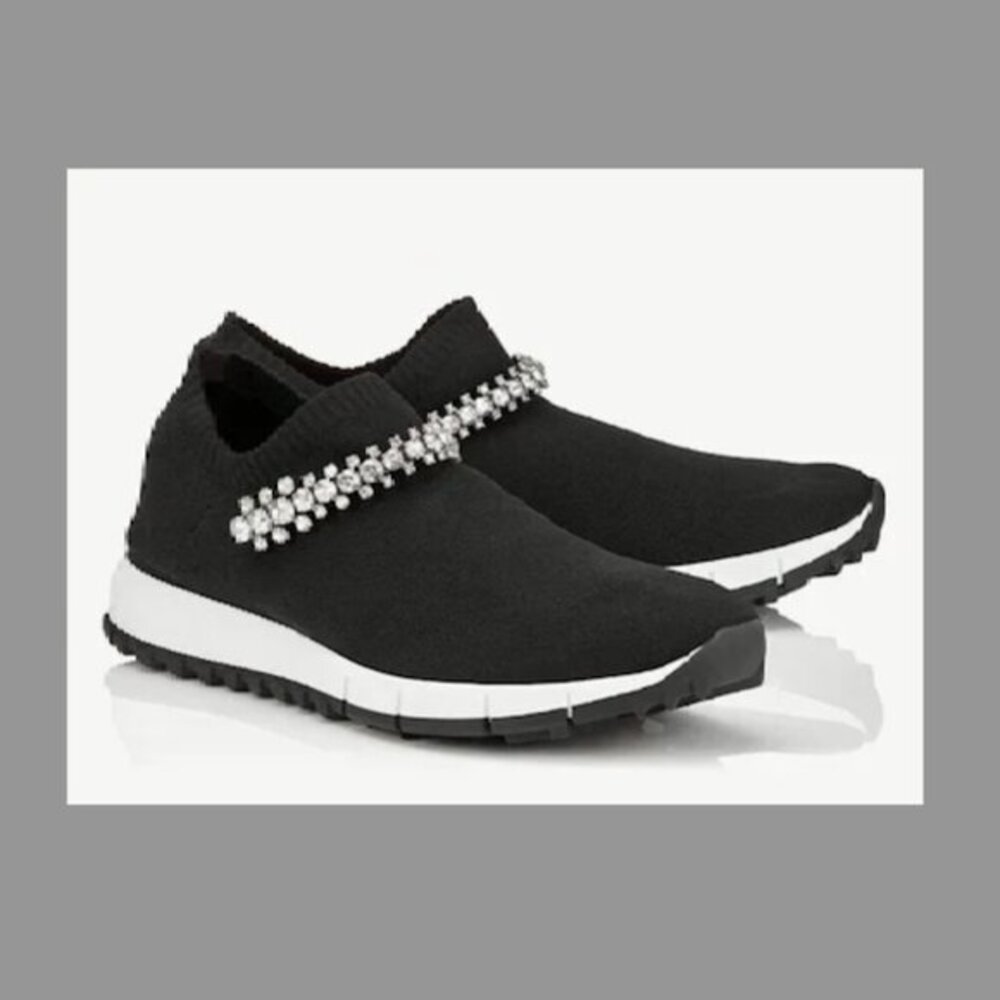 Jimmy Choo Verona Crystal Embellished Knit Trainers (39.5)